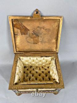 Boîte à bijoux française du 19ème siècle en albâtre et bronze cloisonné élégance
