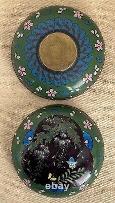 Boîte antique en cloisonné, ronde, XIXe siècle, japonaise, chinoise.