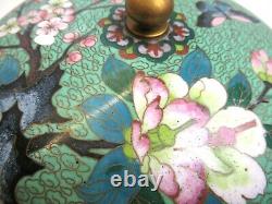 Bol à breloques en émail cloisonné chinois antique vintage avec motif floral en cuivre