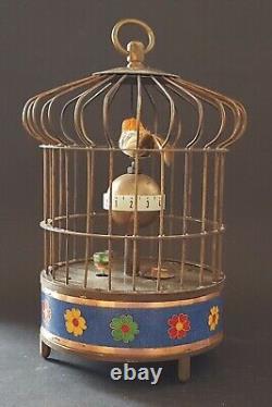 Cage à oiseaux antique orientale en laiton chinois et cloisonné de style victorien