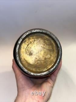 Grand vase ancien chinois en cloisonné noir et or de 12 pouces de haut, trouvaille de succession