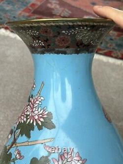 Grand vase cloisonné de l'ère Meiji japonaise 37x20cm