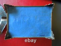 J5004 Boîte à cigares et cendrier en émail cloisonné chinois antique/vintage avec dragons - Voir description