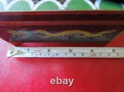 J5004 Boîte à cigares et cendrier en émail cloisonné chinois antique/vintage avec dragons - Voir description