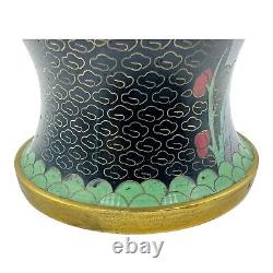 Paire de superbes vases orientaux en cloisonné Zi Jin Cheng avec oiseaux et fleurs