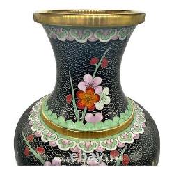 Paire de superbes vases orientaux en cloisonné Zi Jin Cheng avec oiseaux et fleurs