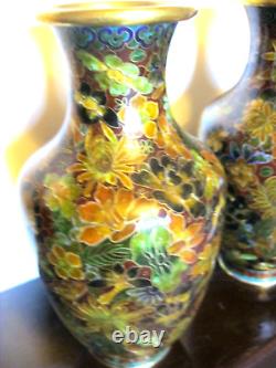 Paire de vases chinois en cloisonné de 24 cm. Exquis