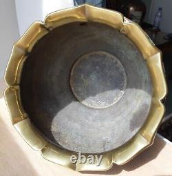 Pot de jardin chinois antique en bronze cloisonné de la dynastie Qing, 9 pouces de diamètre