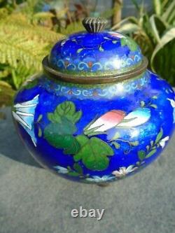 Pot en cloisonné japonais avec couvercle, de magnifiques couleurs tout simplement incroyables.