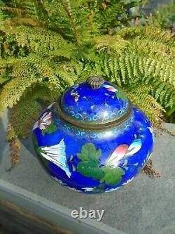 Pot en cloisonné japonais avec couvercle, de magnifiques couleurs tout simplement incroyables.