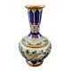 Vase Antique Chinois En émail Cloisonné Bleu De La République Avec Papillon En Bronze Et Motifs Floraux