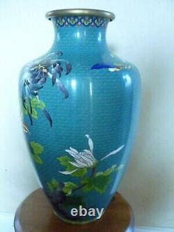 Vase chinois cloisonné ancien/vintage de grande taille du 15 au 19ème siècle avec décoration de fleurs