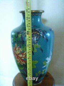 Vase chinois cloisonné ancien/vintage de grande taille du 15 au 19ème siècle avec décoration de fleurs