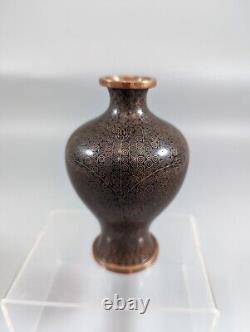 Vase cloisonné noir chinois antique du XIXe siècle