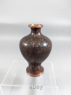 Vase cloisonné noir chinois antique du XIXe siècle
