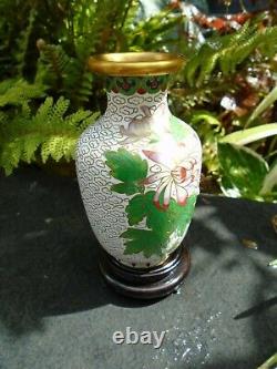 Vase cloisonné petit et support avec 2 mini-pots cloisonné avec couvercles