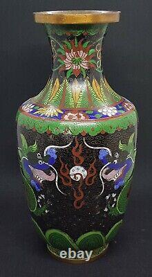Vase de grande taille chinois émaillé cloisonné vintage victorien oriental antique