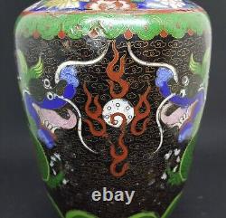 Vase de grande taille chinois émaillé cloisonné vintage victorien oriental antique