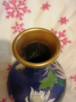 Vase en bronze émaillé (ancien) fait main avec dorure en or. Excellent état.