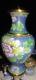 Vase En Laiton Cloisonné Turquoise Moyen Vintage "fleurs & Feuilles" 7.5 Pouces En Chine