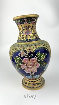 Vase paysage en bronze émaillé cloisonné chinois antique fabriqué à la main du siècle dernier