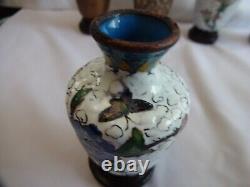 Vases miniatures vintage x 8 illustrant les étapes du cloisonné 8.5cm avec support